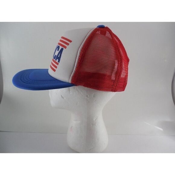 Merica Trucker Snapback Hat Vintage American Red White Blue - Picture 2 of 7